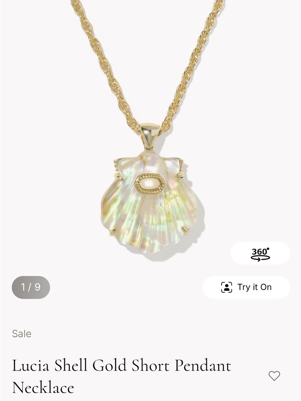 Kendra Scott Lucia Shell Gold Tone Iridescent Shell Pendant Necklace BNWT - Picture 8 of 8